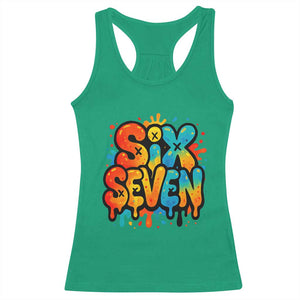 Fun Six Seven Graffiti Racerback Tank Top Funny 67 Meme Gen Alpha Slang Streetwear Hip Hop TS10 Irish Green Print Your Wear