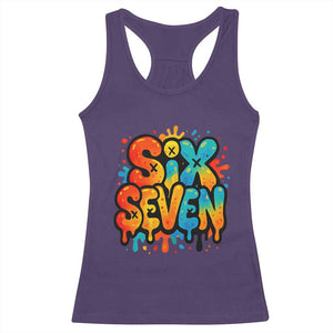 Fun Six Seven Graffiti Racerback Tank Top Funny 67 Meme Gen Alpha Slang Streetwear Hip Hop TS10 Purple Print Your Wear