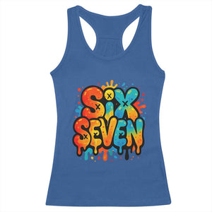 Fun Six Seven Graffiti Racerback Tank Top Funny 67 Meme Gen Alpha Slang Streetwear Hip Hop TS10 Royal Blue Print Your Wear