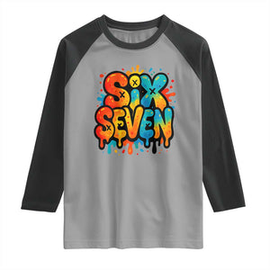 Fun Six Seven Graffiti Raglan Shirt Funny 67 Meme Gen Alpha Slang Streetwear Hip Hop TS10 Sport Gray Black Print Your Wear