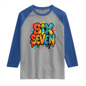 Fun Six Seven Graffiti Raglan Shirt Funny 67 Meme Gen Alpha Slang Streetwear Hip Hop TS10 Sport Gray Royal Print Your Wear