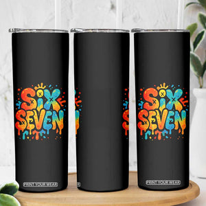Fun Six Seven Graffiti Skinny Tumbler Funny 67 Meme Gen Alpha Slang Streetwear Hip Hop TS10 Print Your Wear