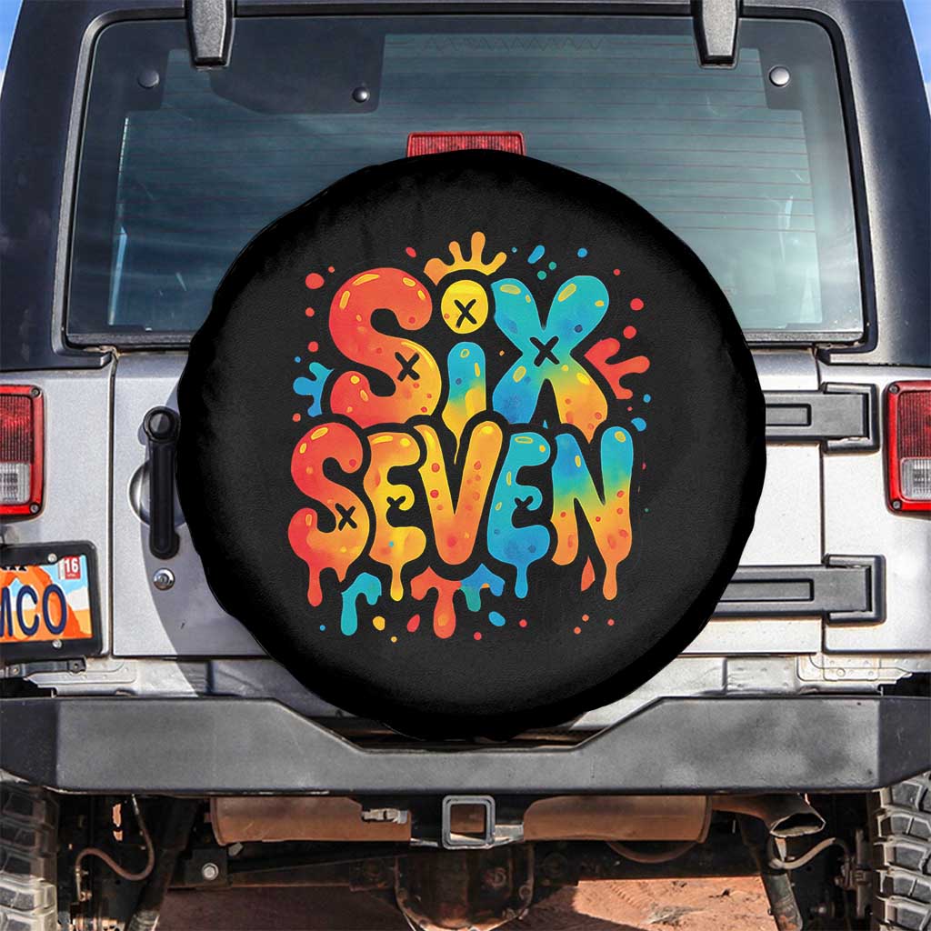 Fun Six Seven Graffiti Spare Tire Cover Funny 67 Meme Gen Alpha Slang Streetwear Hip Hop TS10 No hole Black Print Your Wear