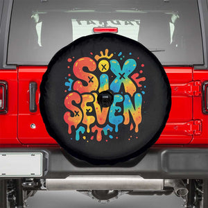 Fun Six Seven Graffiti Spare Tire Cover Funny 67 Meme Gen Alpha Slang Streetwear Hip Hop TS10 Black Print Your Wear