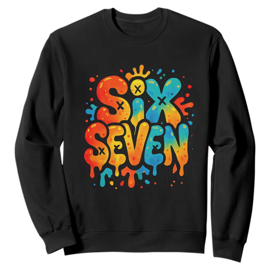 Fun Six Seven Graffiti Sweatshirt Funny 67 Meme Gen Alpha Slang Streetwear Hip Hop TS10 Black Print Your Wear