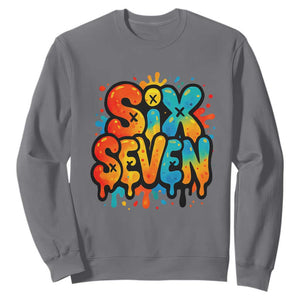 Fun Six Seven Graffiti Sweatshirt Funny 67 Meme Gen Alpha Slang Streetwear Hip Hop TS10 Charcoal Print Your Wear