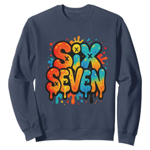 Fun Six Seven Graffiti Sweatshirt Funny 67 Meme Gen Alpha Slang Streetwear Hip Hop TS10 Navy Print Your Wear