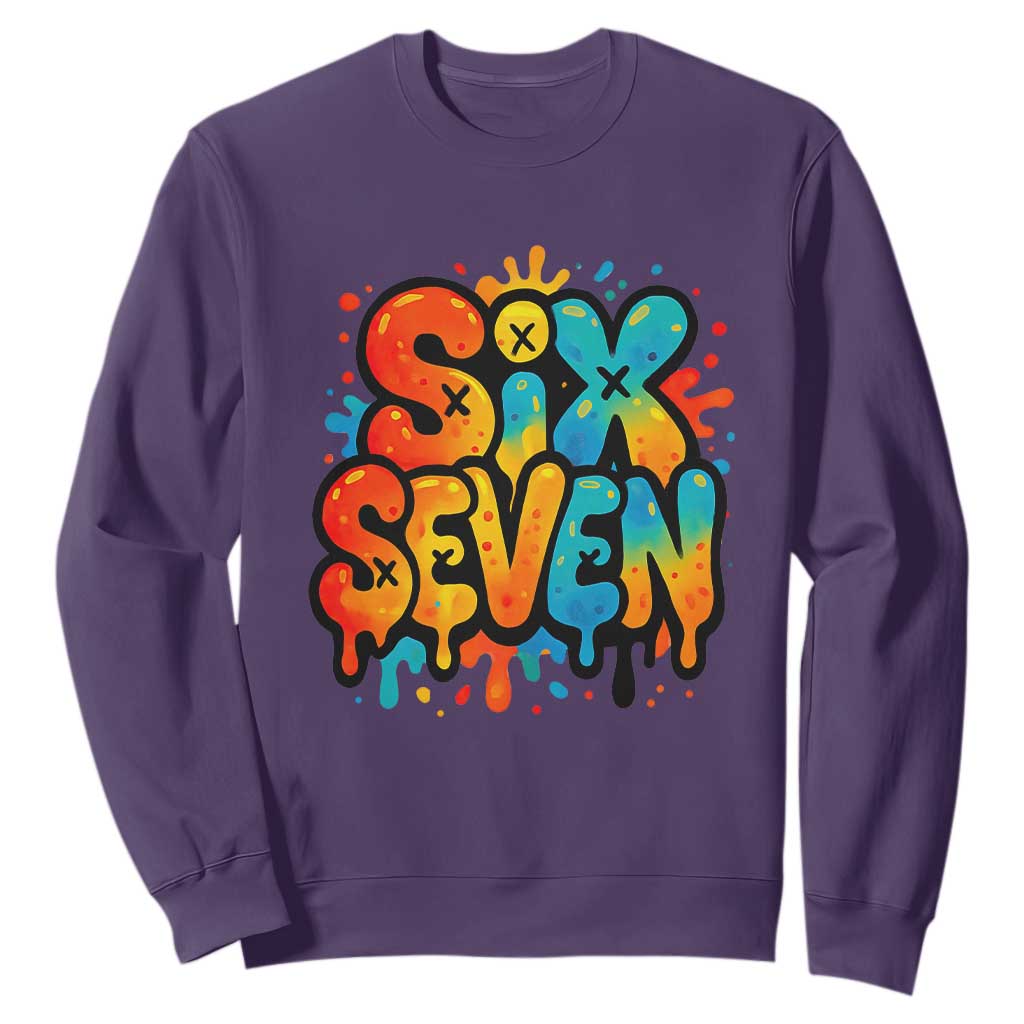 Fun Six Seven Graffiti Sweatshirt Funny 67 Meme Gen Alpha Slang Streetwear Hip Hop TS10 Purple Print Your Wear