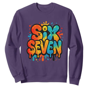 Fun Six Seven Graffiti Sweatshirt Funny 67 Meme Gen Alpha Slang Streetwear Hip Hop TS10 Purple Print Your Wear