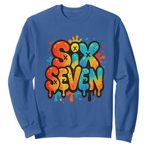 Fun Six Seven Graffiti Sweatshirt Funny 67 Meme Gen Alpha Slang Streetwear Hip Hop TS10 Royal Blue Print Your Wear