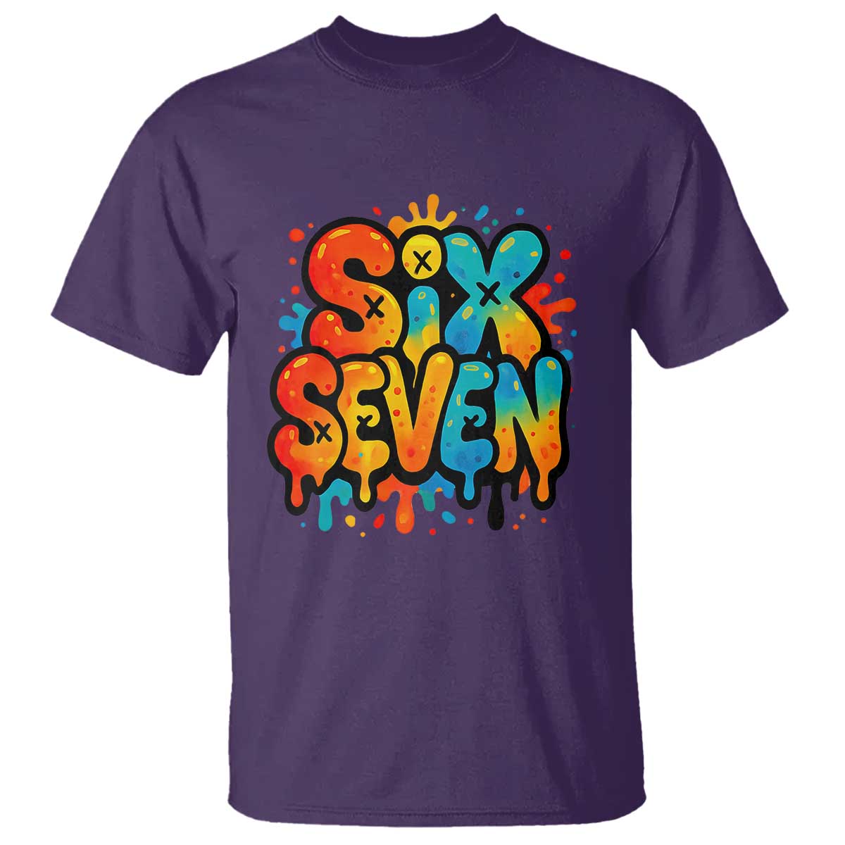 Fun Six Seven Graffiti T Shirt Funny 67 Meme Gen Alpha Slang Streetwear Hip Hop TS10 Purple Print Your Wear