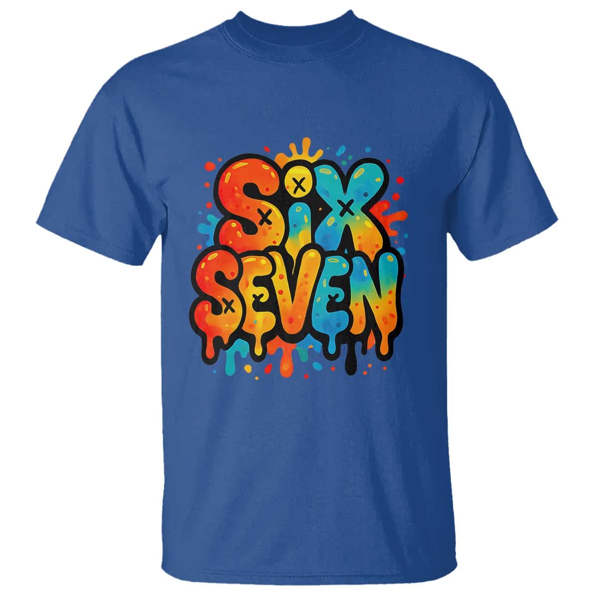 Fun Six Seven Graffiti T Shirt Funny 67 Meme Gen Alpha Slang Streetwear Hip Hop TS10 Royal Blue Print Your Wear