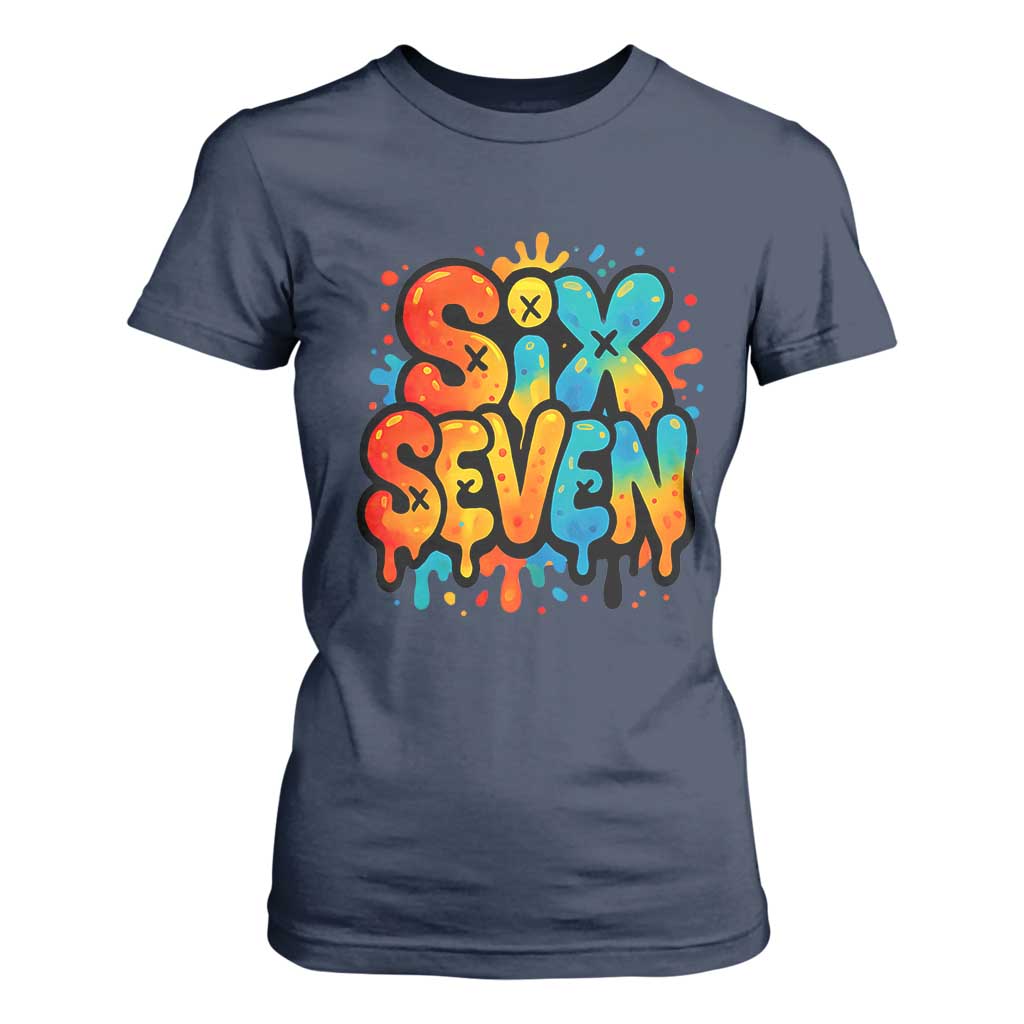 Fun Six Seven Graffiti T Shirt For Women Funny 67 Meme Gen Alpha Slang Streetwear Hip Hop TS10 Navy Print Your Wear