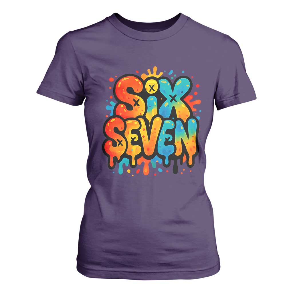 Fun Six Seven Graffiti T Shirt For Women Funny 67 Meme Gen Alpha Slang Streetwear Hip Hop TS10 Purple Print Your Wear
