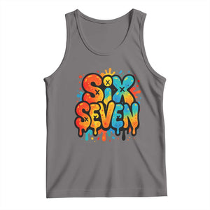 Fun Six Seven Graffiti Tank Top Funny 67 Meme Gen Alpha Slang Streetwear Hip Hop TS10 Deep Heather Print Your Wear