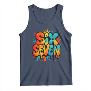 Fun Six Seven Graffiti Tank Top Funny 67 Meme Gen Alpha Slang Streetwear Hip Hop TS10 Navy Print Your Wear