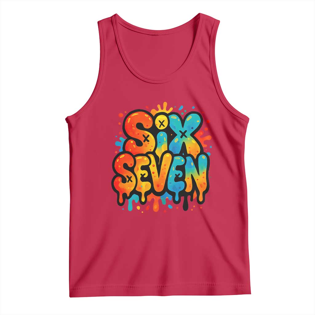 Fun Six Seven Graffiti Tank Top Funny 67 Meme Gen Alpha Slang Streetwear Hip Hop TS10 Red Print Your Wear