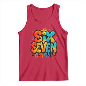 Fun Six Seven Graffiti Tank Top Funny 67 Meme Gen Alpha Slang Streetwear Hip Hop TS10 Red Print Your Wear