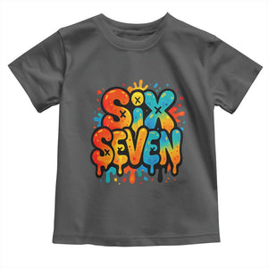 Fun Six Seven Graffiti Toddler T Shirt Funny 67 Meme Gen Alpha Slang Streetwear Hip Hop TS10 Dark Heather Print Your Wear