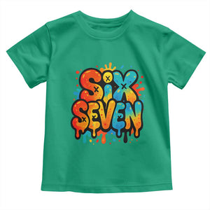 Fun Six Seven Graffiti Toddler T Shirt Funny 67 Meme Gen Alpha Slang Streetwear Hip Hop TS10 Irish Green Print Your Wear