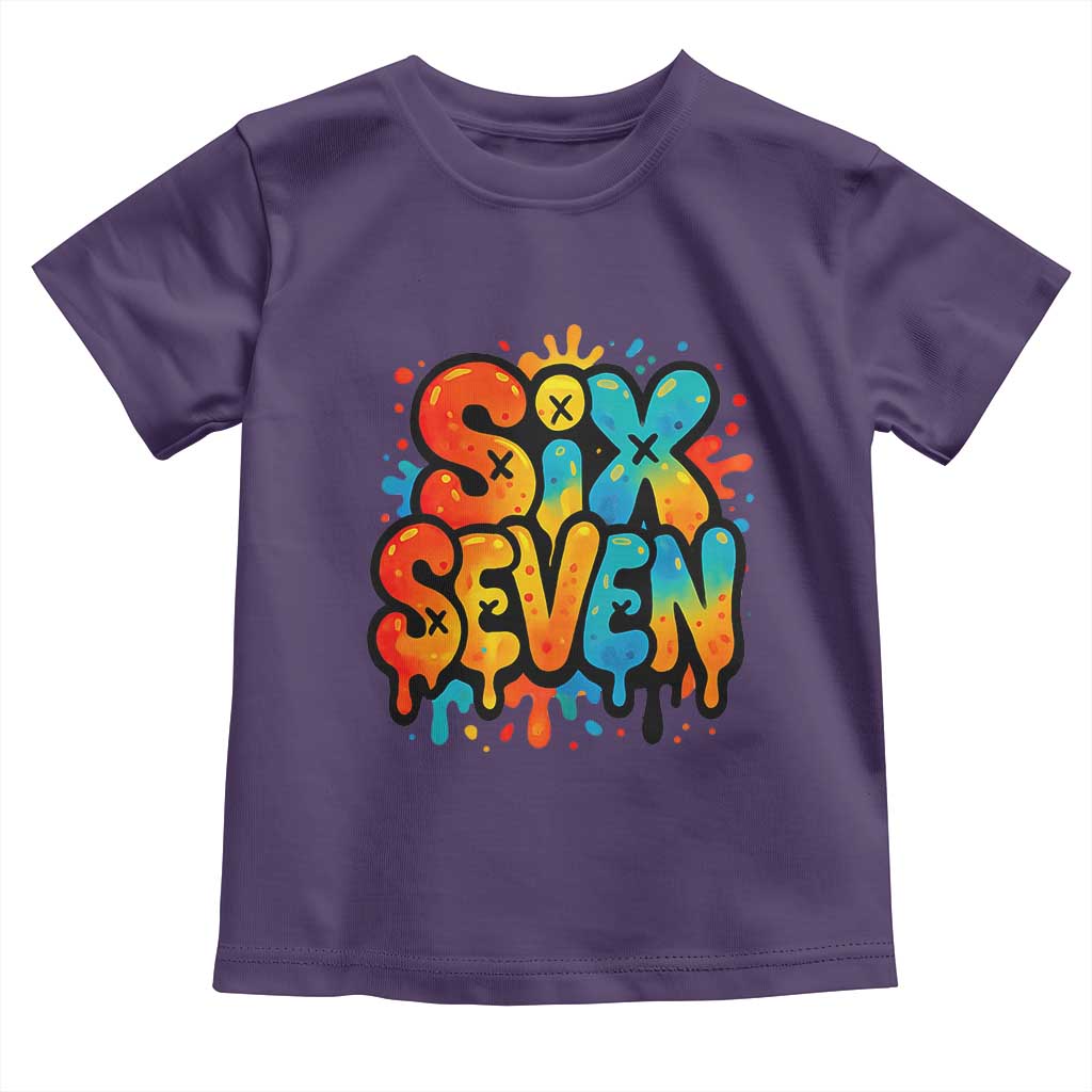 Fun Six Seven Graffiti Toddler T Shirt Funny 67 Meme Gen Alpha Slang Streetwear Hip Hop TS10 Purple Print Your Wear