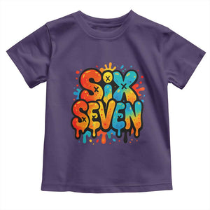 Fun Six Seven Graffiti Toddler T Shirt Funny 67 Meme Gen Alpha Slang Streetwear Hip Hop TS10 Purple Print Your Wear