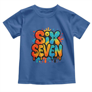 Fun Six Seven Graffiti Toddler T Shirt Funny 67 Meme Gen Alpha Slang Streetwear Hip Hop TS10 Royal Blue Print Your Wear