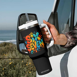 Fun Six Seven Graffiti Tumbler With Handle Funny 67 Meme Gen Alpha Slang Streetwear Hip Hop TS10 Print Your Wear