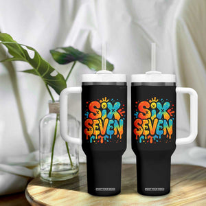 Fun Six Seven Graffiti Tumbler With Handle Funny 67 Meme Gen Alpha Slang Streetwear Hip Hop TS10 Print Your Wear