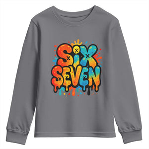 Fun Six Seven Graffiti Youth Sweatshirt Funny 67 Meme Gen Alpha Slang Streetwear Hip Hop TS10 Charcoal Print Your Wear