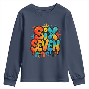 Fun Six Seven Graffiti Youth Sweatshirt Funny 67 Meme Gen Alpha Slang Streetwear Hip Hop TS10 Navy Print Your Wear