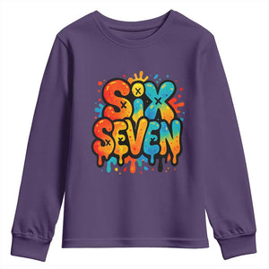 Fun Six Seven Graffiti Youth Sweatshirt Funny 67 Meme Gen Alpha Slang Streetwear Hip Hop TS10 Purple Print Your Wear