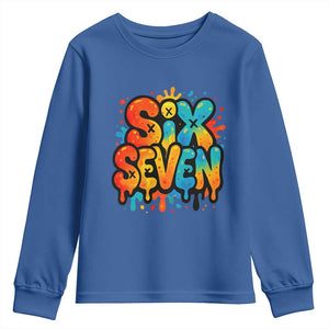 Fun Six Seven Graffiti Youth Sweatshirt Funny 67 Meme Gen Alpha Slang Streetwear Hip Hop TS10 Royal Blue Print Your Wear
