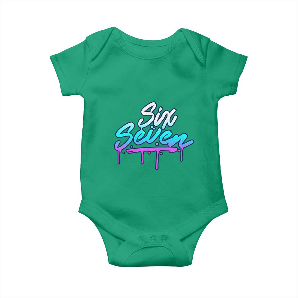 Fun Six Seven Baby Onesie Funny 6 7 Meme Gen Alpha Slang Streetwear Gradient TS10 Irish Green Print Your Wear