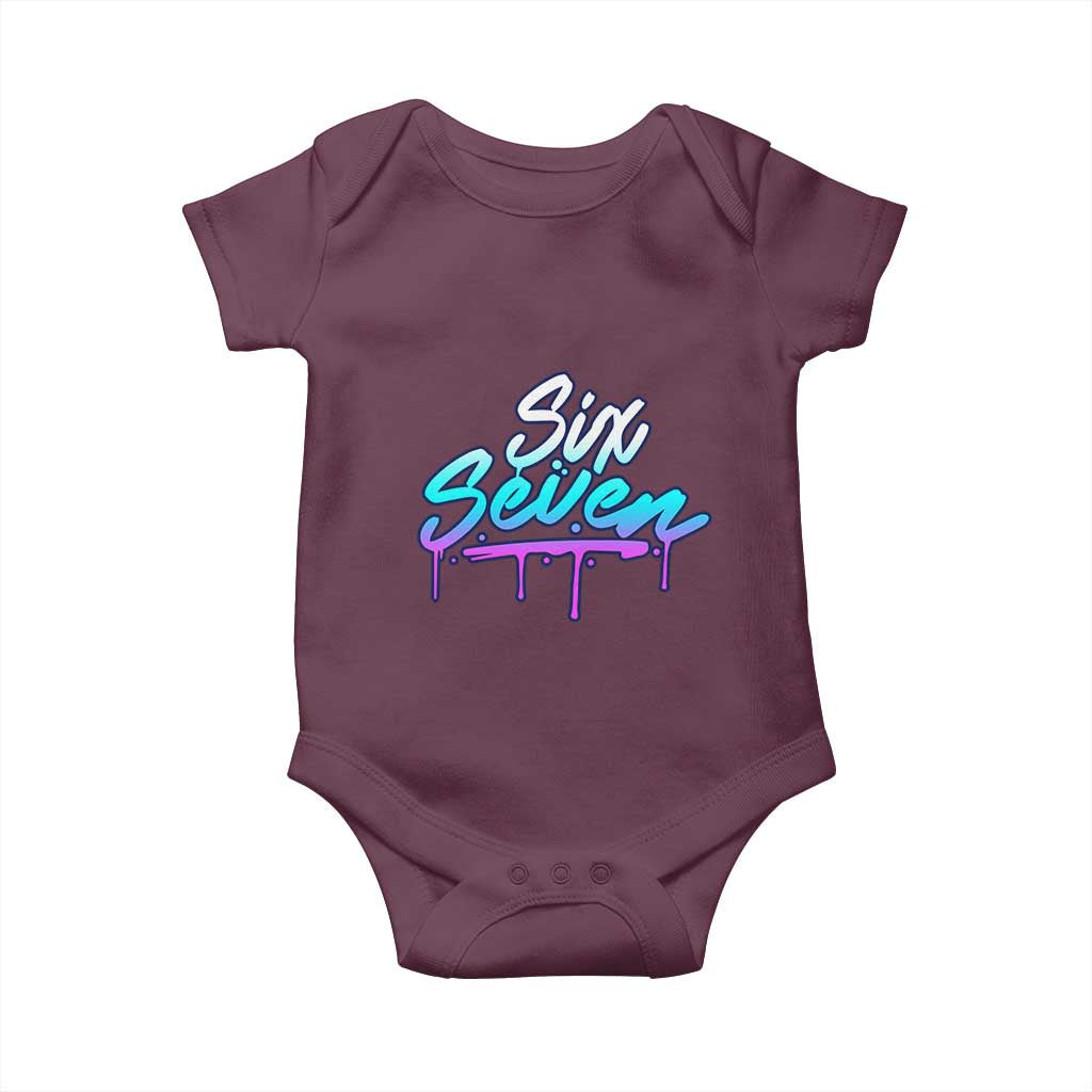 Fun Six Seven Baby Onesie Funny 6 7 Meme Gen Alpha Slang Streetwear Gradient TS10 Maroon Print Your Wear