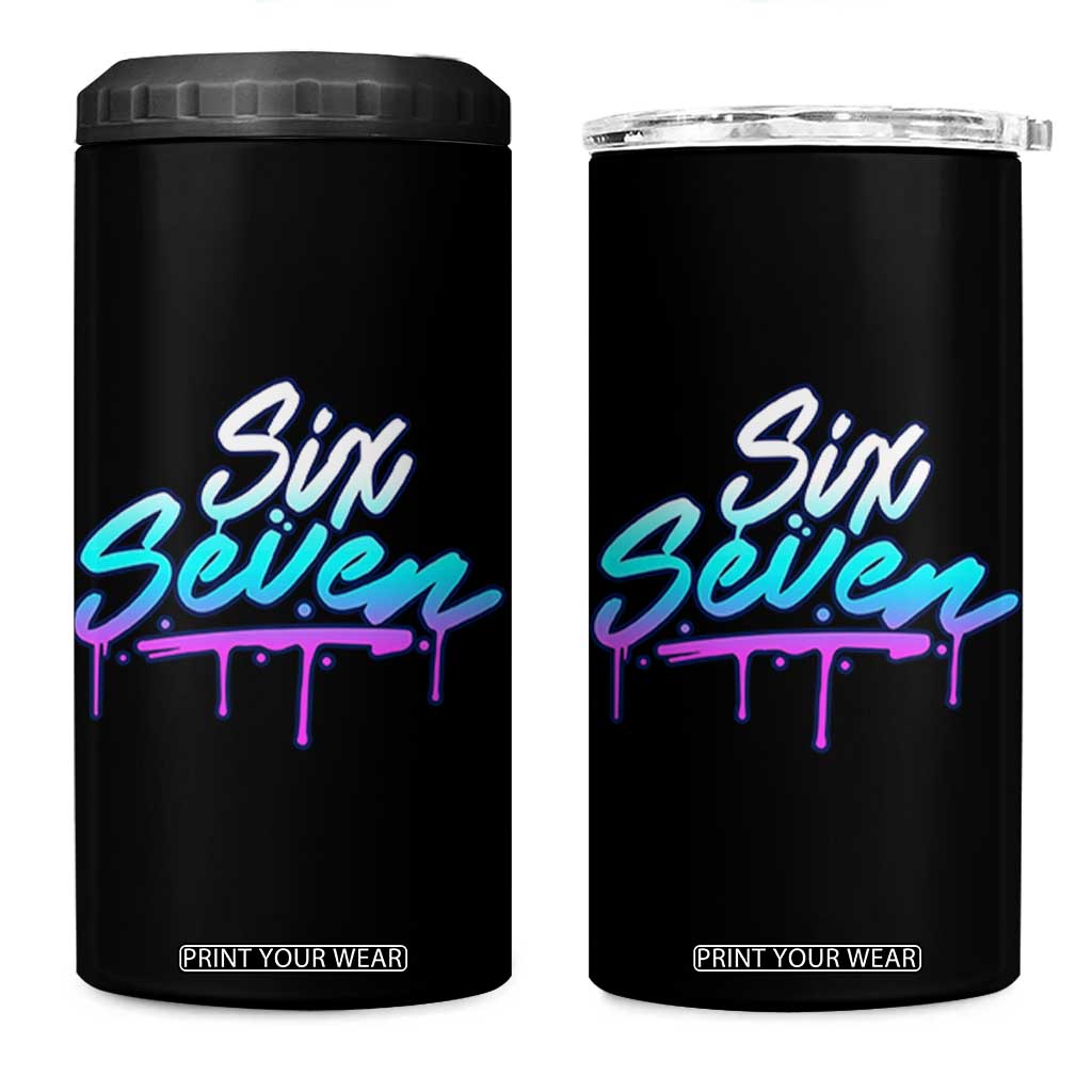 Fun Six Seven 4 in 1 Can Cooler Tumbler Funny 6 7 Meme Gen Alpha Slang Streetwear Gradient TS10 One Size: 16 oz Black Print Your Wear
