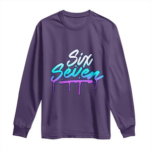 Fun Six Seven Long Sleeve Shirt Funny 6 7 Meme Gen Alpha Slang Streetwear Gradient TS10 Purple Print Your Wear