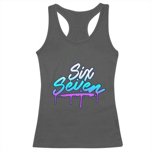 Fun Six Seven Racerback Tank Top Funny 6 7 Meme Gen Alpha Slang Streetwear Gradient TS10 Dark Heather Print Your Wear