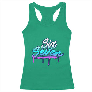 Fun Six Seven Racerback Tank Top Funny 6 7 Meme Gen Alpha Slang Streetwear Gradient TS10 Irish Green Print Your Wear