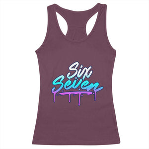 Fun Six Seven Racerback Tank Top Funny 6 7 Meme Gen Alpha Slang Streetwear Gradient TS10 Maroon Print Your Wear