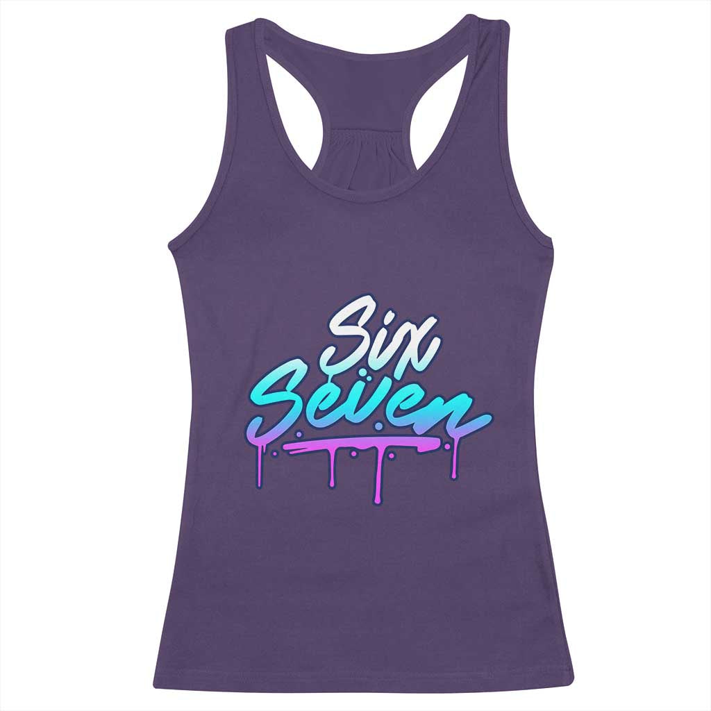 Fun Six Seven Racerback Tank Top Funny 6 7 Meme Gen Alpha Slang Streetwear Gradient TS10 Purple Print Your Wear