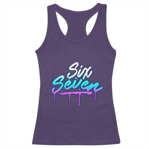 Fun Six Seven Racerback Tank Top Funny 6 7 Meme Gen Alpha Slang Streetwear Gradient TS10 Purple Print Your Wear