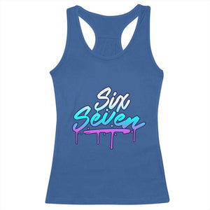 Fun Six Seven Racerback Tank Top Funny 6 7 Meme Gen Alpha Slang Streetwear Gradient TS10 Royal Blue Print Your Wear