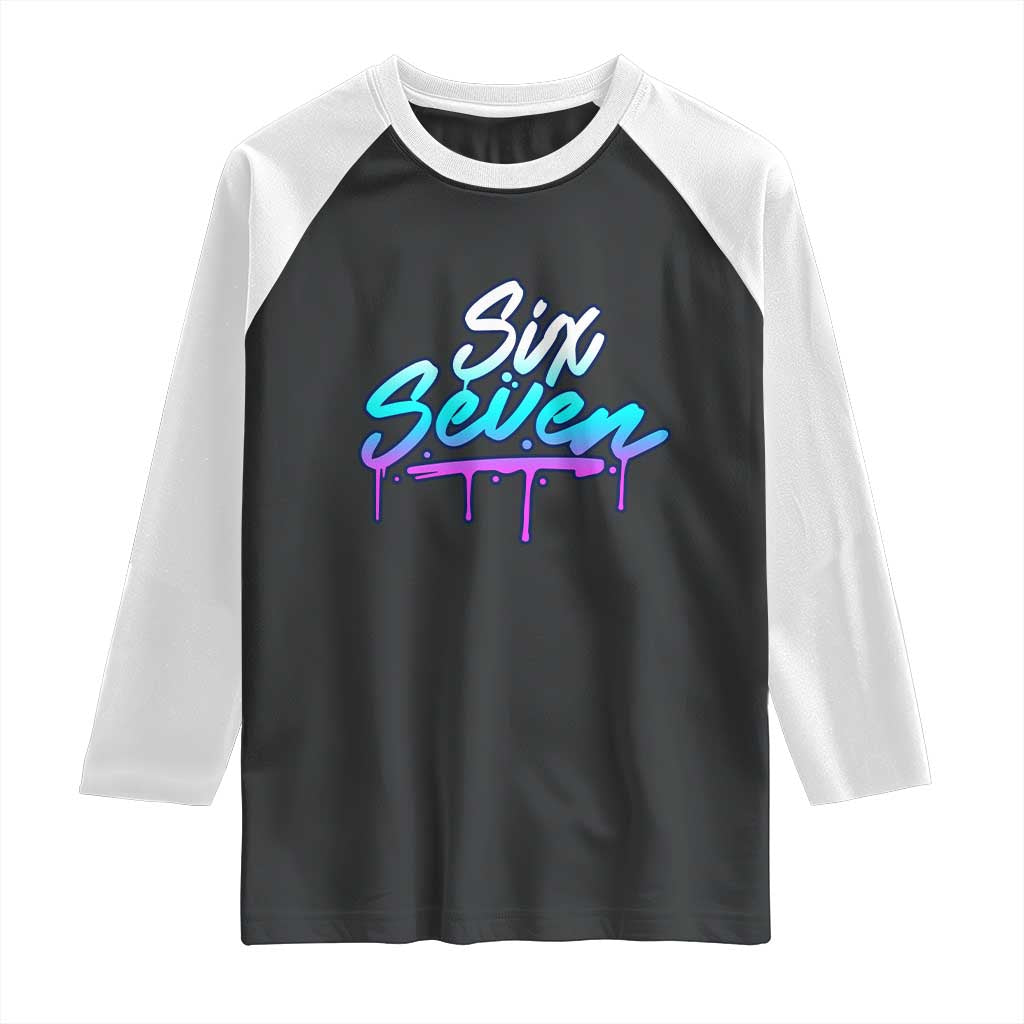 Fun Six Seven Raglan Shirt Funny 6 7 Meme Gen Alpha Slang Streetwear Gradient TS10 Black White Print Your Wear