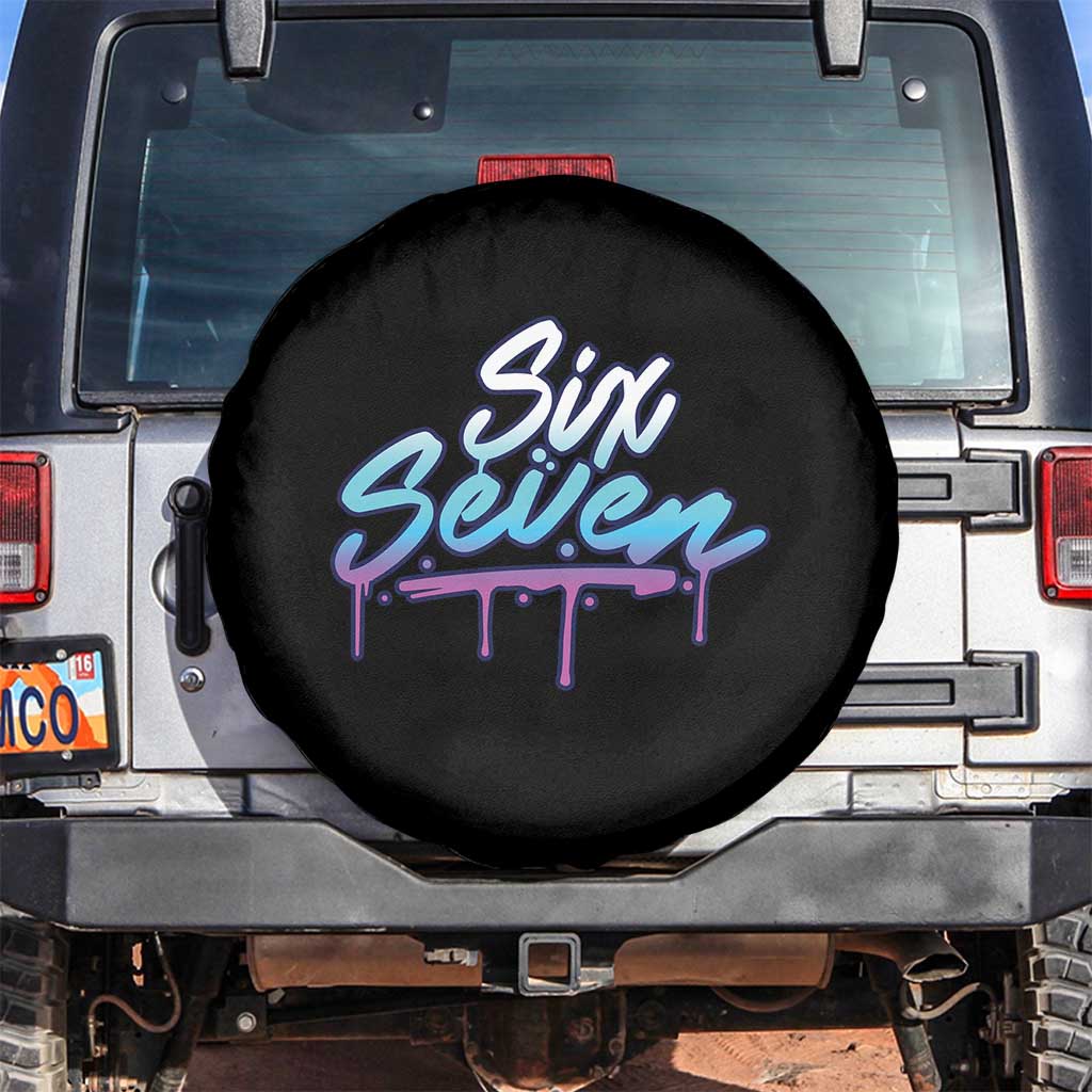 Fun Six Seven Spare Tire Cover Funny 6 7 Meme Gen Alpha Slang Streetwear Gradient TS10 No hole Black Print Your Wear