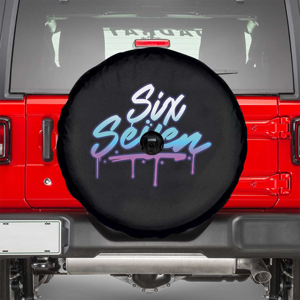 Fun Six Seven Spare Tire Cover Funny 6 7 Meme Gen Alpha Slang Streetwear Gradient TS10 Black Print Your Wear