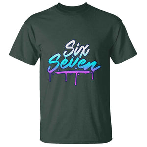 Fun Six Seven T Shirt Funny 6 7 Meme Gen Alpha Slang Streetwear Gradient TS10 Dark Forest Green Print Your Wear