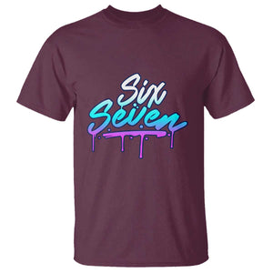 Fun Six Seven T Shirt Funny 6 7 Meme Gen Alpha Slang Streetwear Gradient TS10 Maroon Print Your Wear