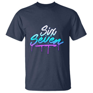 Fun Six Seven T Shirt Funny 6 7 Meme Gen Alpha Slang Streetwear Gradient TS10 Navy Print Your Wear