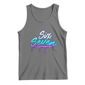Fun Six Seven Tank Top Funny 6 7 Meme Gen Alpha Slang Streetwear Gradient TS10 Black Heather Print Your Wear